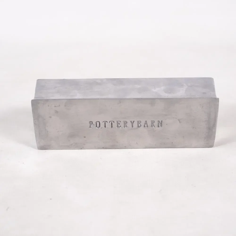 Pottery Barn Pewter Metal Cube Perpetual Desk Calendar Date Office Decor Vintage